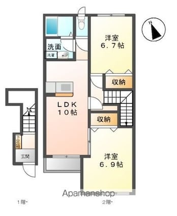 ボンヌール[2LDK/59.95m2]の間取図