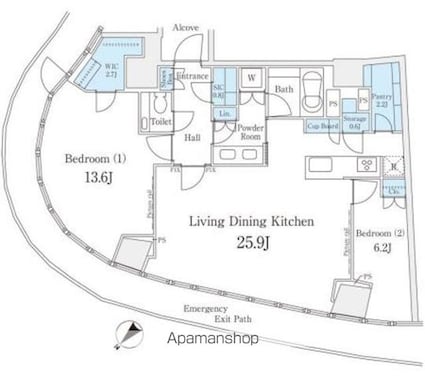 パークコート青山　ザ　タワー[2SLDK/105.44m2]の間取図