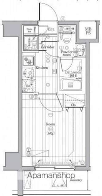 ＰＲＥＭＩＵＭ　ＣＵＢＥ新中野[1K/20.13m2]の間取図