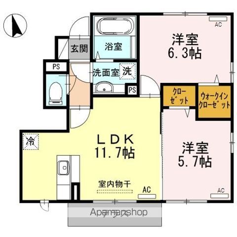 あきる野市草花のアパートの間取り