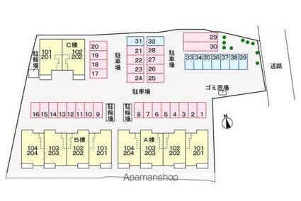 香川県高松市三谷町[2LDK/57.64m2]の配置図
