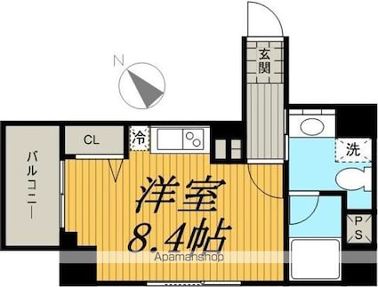 ハイリーフ上野[1R/25.12m2]の間取図