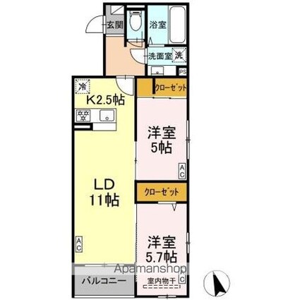ＤーＲＯＯＭ小田原８丁目ＩＩＩ[2LDK/56.3m2]の間取図