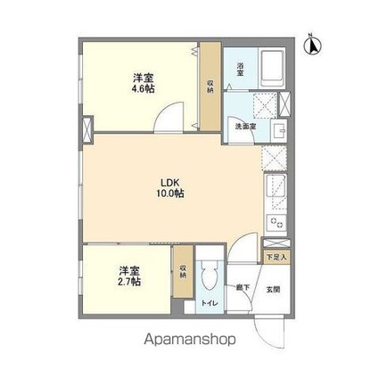 ウェルスクエア祖師ヶ谷大蔵[2LDK/40.88m2]の間取図