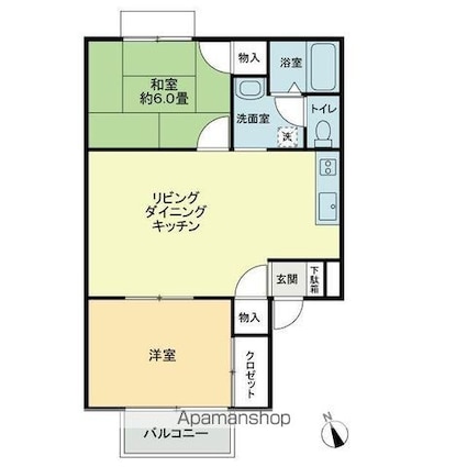 フォブールＤＭＣ・Ｂ[2LDK/57.8m2]の間取図