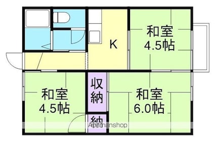 ハイツ松本[3K/38.8m2]の間取図