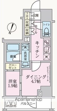 東京都杉並区方南２丁目[1DK/26.01m2]の間取図