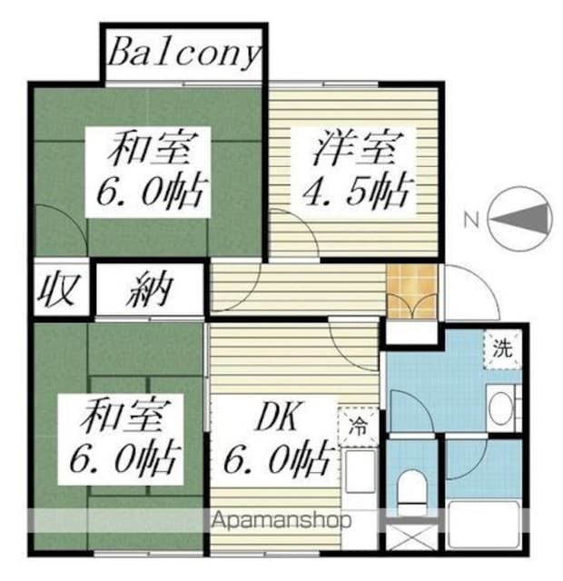 和歌山県和歌山市湊３丁目[3DK/50.32m2]の間取図