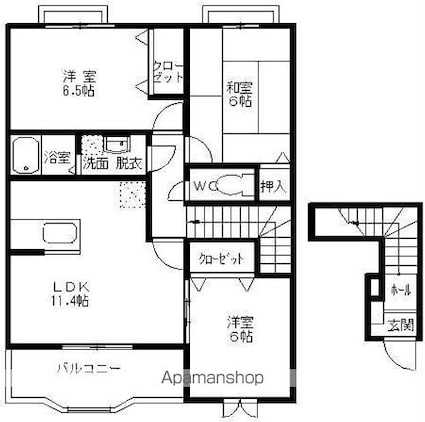 和歌山県和歌山市東小二里町[3LDK/69.09m2]の間取図