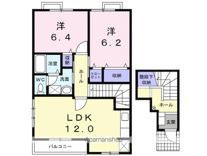 茨城県つくば市高野台３丁目[2LDK/65.64m2]の間取図