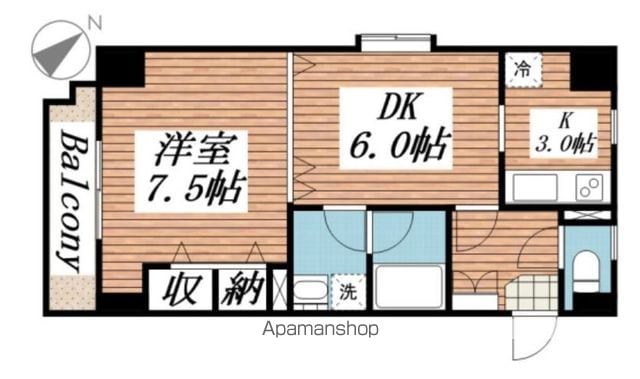 東京都目黒区目黒２丁目[1DK/40.27m2]の間取図
