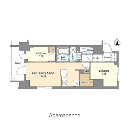 ジオエント上野稲荷町[2LDK/50.15m2]の間取図