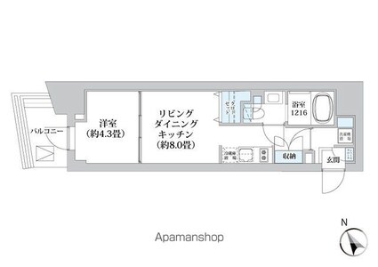 ライオンズフォーシア五反田[1LDK/31.72m2]の間取図