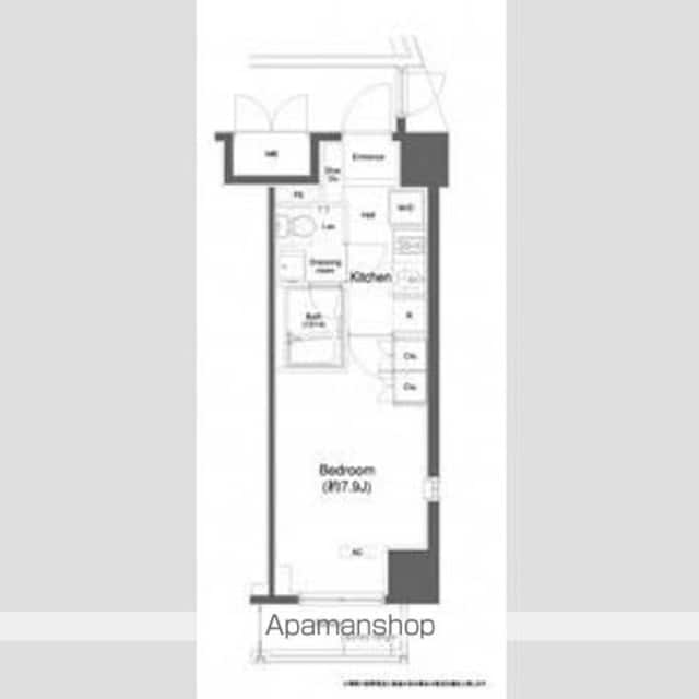 プラウドフラット白金高輪[1K/25.16m2]の間取図
