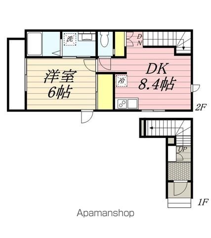 ゼフィール 201 ｜ 神奈川県川崎市中原区上小田中１丁目13-24（賃貸アパート1LDK・2階・37.88㎡） その2