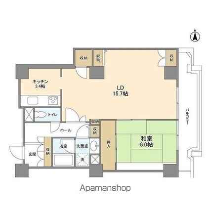 文京グリーンコートビュータワー本駒込[1LDK/66.35m2]の間取図