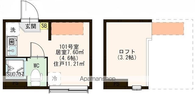 ワイズときわ台[1R/11.21m2]の間取図
