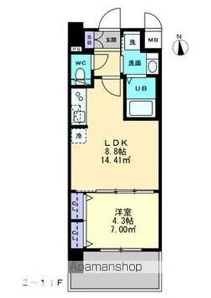 ＳーＲＥＳＩＤＥＮＣＥ中央町ａｌｅｃｔｒａ[1LDK/32.21m2]の間取図