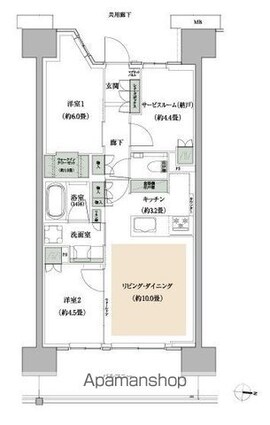 ザ・パークハウス亀戸九丁目[2SLDK/62.28m2]の間取図