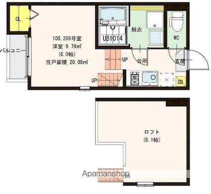 グランリーフ[1R/20.08m2]の間取図