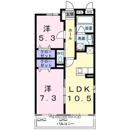 キャッスル　ハイム[2LDK/54.91m2]の間取図