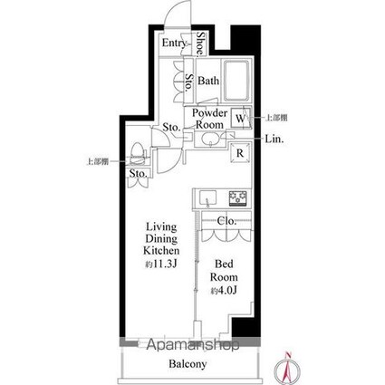 グランパセオ両国Ⅲ[1LDK/40.1m2]の間取図