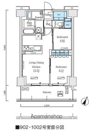 ロイヤルパークス赤羽ノース[2LDK/55.8m2]の間取図