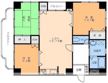 グランドステイタス道後[3LDK/75.48m2]の間取図