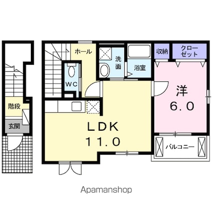 岐阜県岐阜市六条北４丁目[1LDK/45.97m2]の間取図