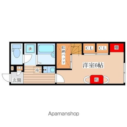 宮城県仙台市青葉区愛子東５丁目[1K/23.18m2]の間取図