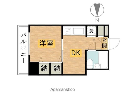 コムーネ八王子片倉[1DK/21.08m2]の間取図