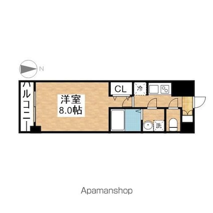 ＳーＲＥＳＩＤＥＮＣＥ堀田ＮｏｒｔｈⅡ[1K/25.44m2]の間取図