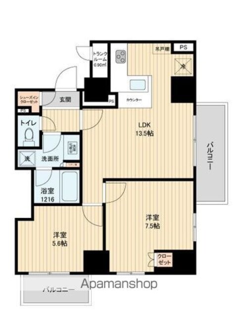 ＨＦ田端レジデンス[2LDK/57.24m2]の間取図