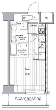 プレミアムキューブＧ西大井[1K/20.94m2]の間取図