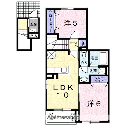 グランデ・フォルテ木ノ本[2LDK/52.05m2]の間取図