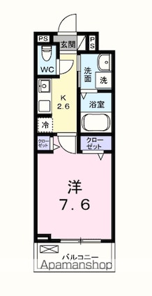 フットヒルズ　Ｍ[1K/27.02m2]の間取図