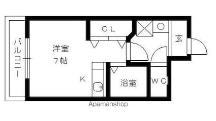メゾン内山[1K/25.34m2]の間取図