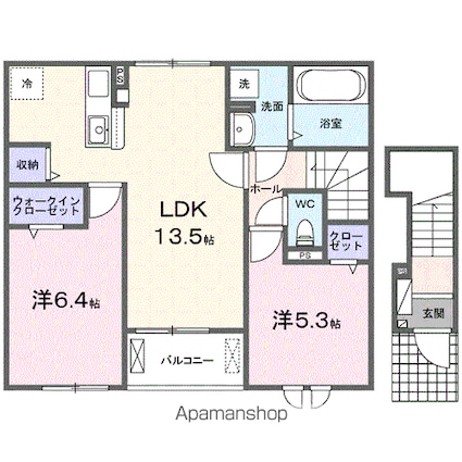 クレール聖和Ｃ[2LDK/59.16m2]の間取図