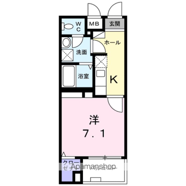 フィオーレ[1K/27.1m2]の間取図