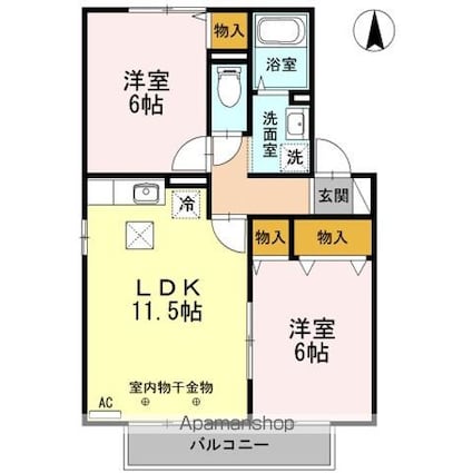 ルピナＫ・Ｓ　ＡＢＣ[2LDK/53.76m2]の間取図