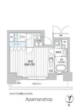 ライオンズフォーシア清澄白河[1R/26.32m2]の間取図