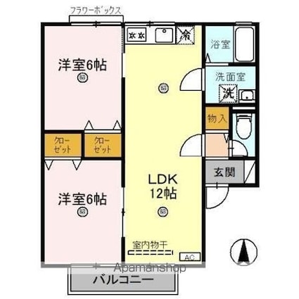ファミール花の木[2LDK/55.4m2]の間取図