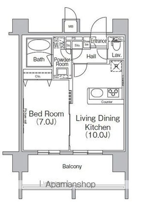 コンフォリア新宿[1LDK/40.2m2]の間取図