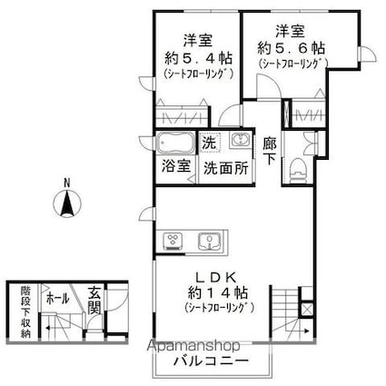 ＡＢＩＩＩ[2LDK/61.48m2]の間取図