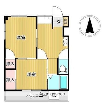 福田コーポ[2DK/35m2]の間取図