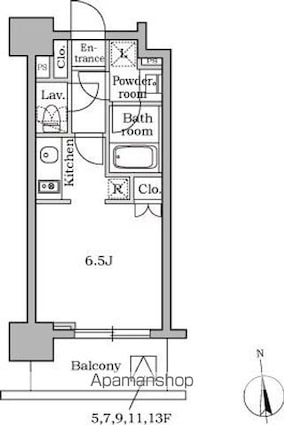 東京都世田谷区三軒茶屋１丁目[1K/24.22m2]の間取図