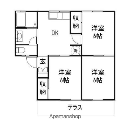 長野ガーデンハイツＢ棟[3DK/53.59m2]の間取図