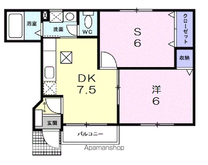 ラ　シエスタ[1SDK/43.19m2]の間取図