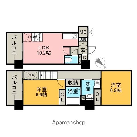 【福岡市中央区渡辺通のマンションの間取り】