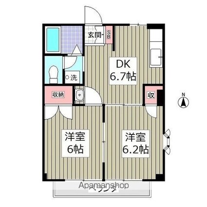 トライアングル[2DK/40m2]の間取図